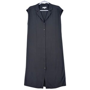 All Row Black Sleeveless Collared Button Front Maxi Shirt‎ Dress Size S